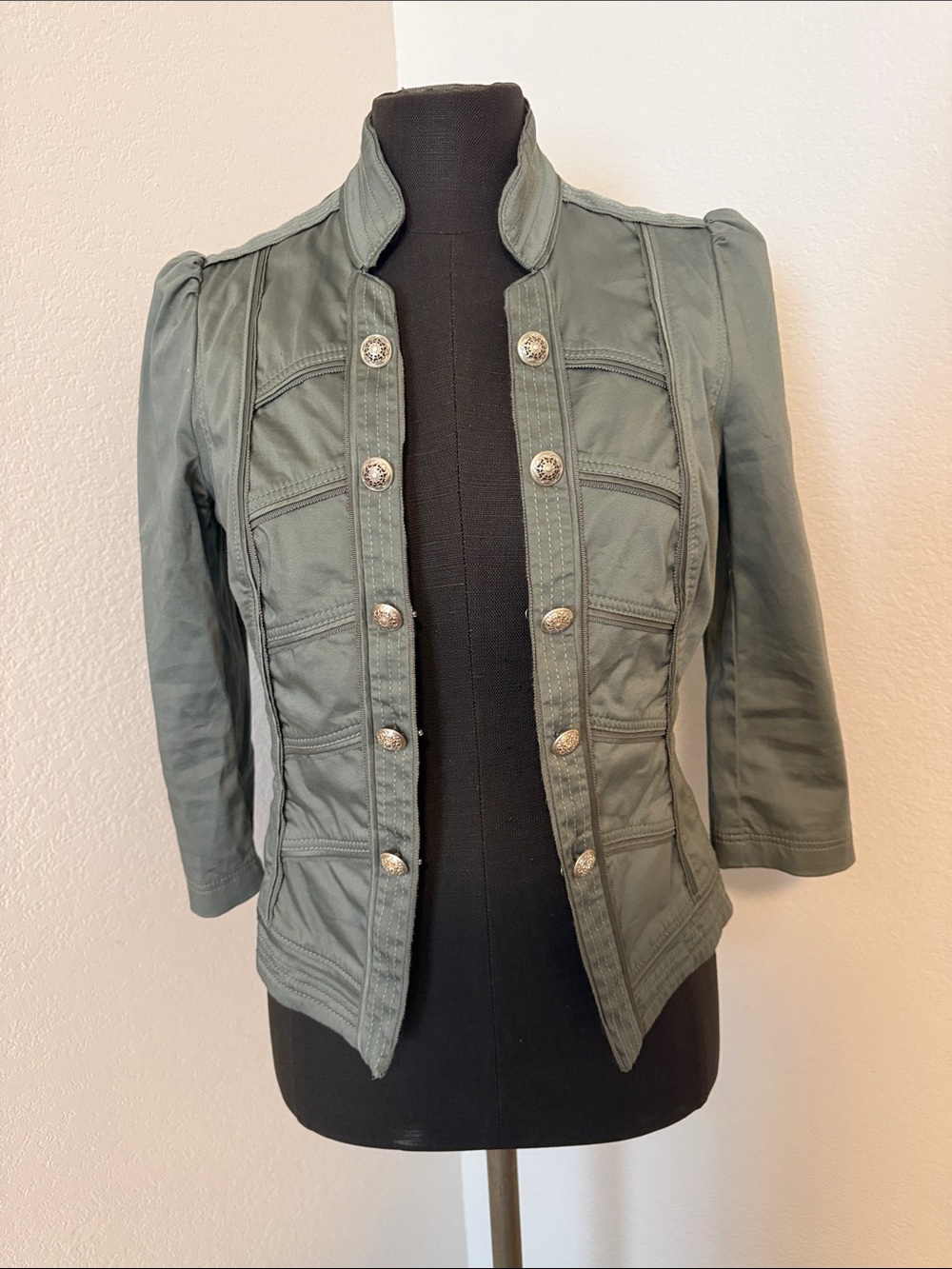 White House Black Market Olive Green Military-Style Blazer